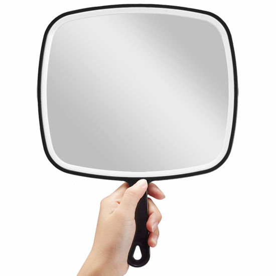 Picture of OMIRO Hand Mirror, Extra Large Black Handheld Mirror with Handle, 9" W x 12.4" L (Pack of 3)