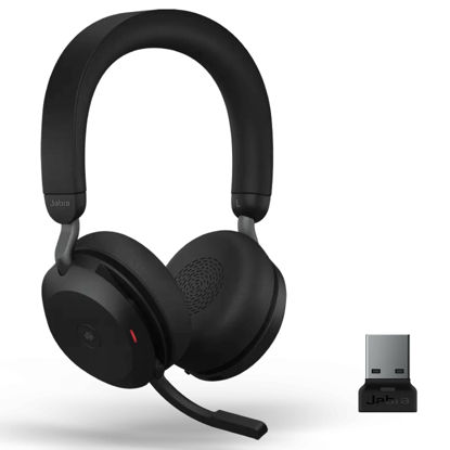 Picture of Jabra Evolve2 75 Wireless Headset Stereo MS, USB A Bluetooth Dongle, Compatible with Zoom, Webex, Skype, Smartphones, Tablets, PC or MAC, 27599-999-999, Bundled with Global Teck Gold Support Plan