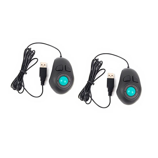 Picture of Mobestech Wireless Trackball 2pcs Wire for Held Office School Trackball Finger Handheld Mice D Home Black Laptop Portable with Powered Wired Mini USB Hand Wireless Mice