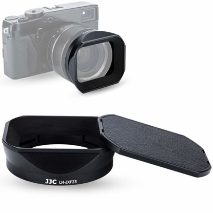 Picture of Square Metal Lens Hood w/Hood Cap Replace Fuji LH-XF23 for Fujifilm Fujinon XF 23mm F1.4 R & XF 56mm F1.2 R (APD) Lens on Camera X-S10 X-E4 X-T4 X-T3 X-T2 X-T1 X-Pro3 X-Pro2 X-Pro1 X-T30 X-T20 X-E3