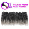 Picture of Pre-twisted Passion Twist Crochet Hair 12 Inch Ombre Passion Twist Hair 8 Packs, Ombre Crochet Hair Pre Looped Passion Twists Crochet Braids Bohemian Crochet Hair for Black Women T-Gray