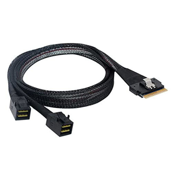 Picture of xiwai PCI-E Ultraport Slimline SAS Slim 4.0 SFF-8654 8i 74pin to Dual SFF-8643 4i Mini SAS HD Cable PCI-Express