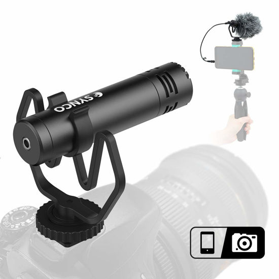 Picture of SYNCO Camera Microphone, Mic-M1 External Video Microphone with Shock Mount Windshield for DSLR Camera Camcorder Smartphone, On-Camera Shotgun Mic