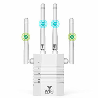 Picture of WiFi Range Extender Booster Repeater for The Houes, 1200Mbps (2500FT) WiFi 2.4 & 5GHz Dual Band WPS Wireless Signal Strong Penetrability, Wide Range of Signals, Enjoy Gaming Movies