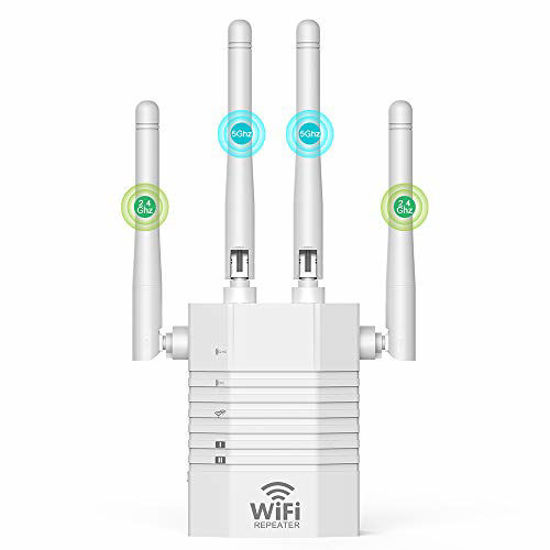 Picture of WiFi Range Extender Booster Repeater for The Houes, 1200Mbps (2500FT) WiFi 2.4 & 5GHz Dual Band WPS Wireless Signal Strong Penetrability, Wide Range of Signals, Enjoy Gaming Movies