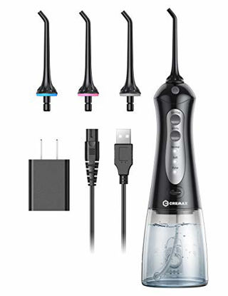 Picture of Water Flosser Professional for Teeth/Braces, CREMAX Cordless Water Pick Teeth Cleaner with 3 Modes 4 Jets, IPX7 Waterproof, 300ML Water Tank, Rechargeable Dental Oral Irrigator for Home Travel