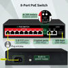 Picture of STEAMEMO 11-Port Ethernet Unmanaged PoE Switch, 8 PoE+ Ports@100W, 2 Gigabit Uplinks, 1*1.25G SFP Port, 250m Extend Mode, Fanless Sturdy Metal ,Plug and Play, Desktop or Wall Mount