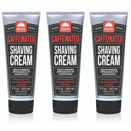 Picture of Pacific Shaving Company Caffeinated Shaving Cream - Shea Butter + Spearmint Antioxidant Shaving Cream with Caffeine - Clean Formula for a Hydrating + Irritation-Free Shave (7 Oz, 3 Pack)