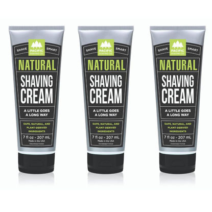 Picture of Pacific Shaving Company Natural Shaving Cream - Shea Butter + Vitamin E Shave Cream for Hydrated Sensitive Skin - Clean Formula for a Smooth, Anti-Redness + Irritation-Free Shave Cream (7 Oz, 3 Pack)