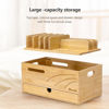 Picture of Homde Natural Bamboo Charging Station Rack for Multiple Devices Cable Cord Management Box Organizer Holder with 6 Slots Drawer for Chargers Phones Tablets Watches Electronics (Natural)