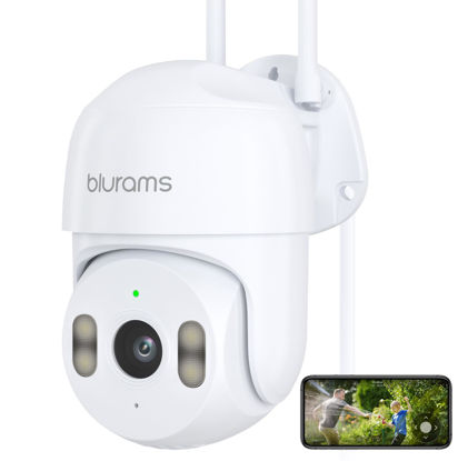 Picture of blurams 2K Security Camera Outdoor, 360° PTZ Cameras for Home Security Outside with Motion Detection Tracking, Color Night Vision, Two-Way Audio, IP66 Weatherproof, 2.4GHz Wi-Fi, Works with Alexa