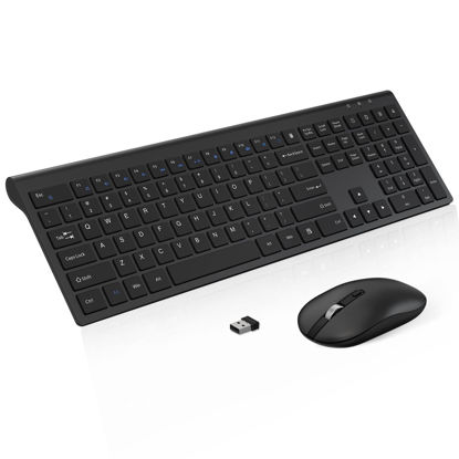 Picture of Wireless Keyboard and Mouse Combo, cimetech 2.4G Full-Sized Computer Keyboard and 3 Level DPI Adjustable Cordless USB Mouse for Computer/Laptop/PC/Windows-（Black）