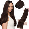 Picture of LAAVOO Human Hair Weft Extensions Human Hair Brown Hair Extensions Double Weft Short Hair Extensions Sew in Siilky Straight 14inch 80g