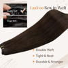 Picture of LAAVOO Human Hair Weft Extensions Human Hair Brown Hair Extensions Double Weft Short Hair Extensions Sew in Siilky Straight 14inch 80g