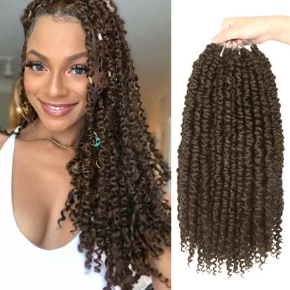 Picture of 8 Packs Pretwisted Passion Twist Crochet Hair 16 Inch Crochet Passion Twist Hair Pre-Twisted, Pre Looped Ombre Passion Twist Crochet Braids Bohemian Crochet Hair #4