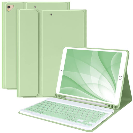 Picture of Keyboard Case for iPad 10.2" 9th 8th 7th Generation, with Detachable Bluetooth Keyboard and Pencil Holder, for iPad 10.2 Inch/iPad Air 10.5"(3rd Gen)/iPad Pro 10.5 in, Auto Sleep/Wake Function (Green)