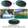 Picture of 72mm Variable Fader ND2-ND32 ND Filter and CPL Circular Polarizing Filter 2 in 1 Camera Lens Filter HD Double-Sided MRC Slim Frame No X Cross Neutral Density Filters with Lens Cap and Cleaning Cloth