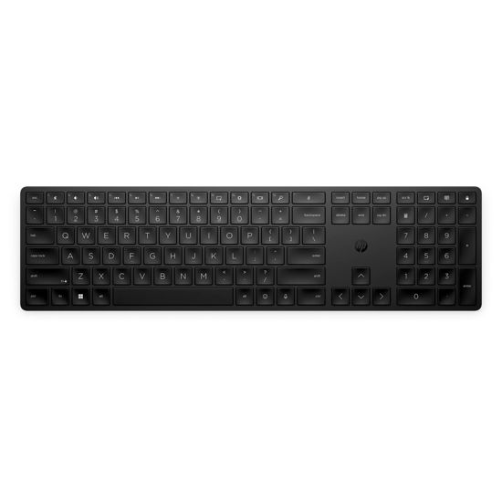 Picture of HP 450 Programmable Wireless Keyboard - Slim, Ergonomic Design w/Number Pad - Wireless USB - 20 Programmable Keys, 4 LEDs, Chiclet Keys - Up to 2-Year Battery Life - Win, Chrome, MacOS (4R184AA#ABL)