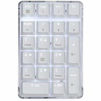 Picture of bobotron Mechanical Numeric Keypad GATERON Brown Switch Wired Gaming Keypad Crystal Case White Backlit 21 Keys Numpad Keypad