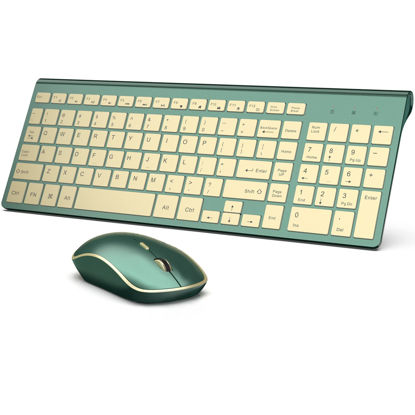 Picture of Wireless 2.4G Compact and Quiet Keyboard and Mouse Combo,Ergonomic and Portable Design for Computer, Windows,Desktop, PC, Laptop-Cangling Green