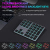 Picture of Doohoeek Backlit Bluetooth Numeric Keypad for Laptops and Computers, Number Pads 34 Keys with 7-Color Backlight for MacBook & Windows, Gray