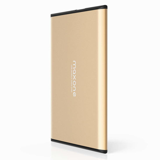 Picture of Maxone 500GB Ultra Slim Portable External Hard Drive HDD USB 3.0 for PC, Mac, Laptop, PS4, Xbox one - Gold