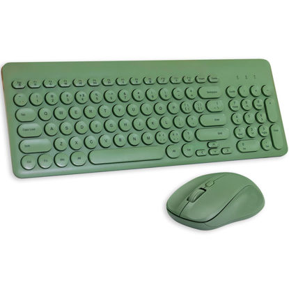 Picture of Arcwares Wireless Keyboard and Mouse Combo, Sweet Green Cute Keyboard, 2.4G USB Ergonomic Full-Sized Mute Keyboard for Computer, Laptop, PC Desktops, Mac