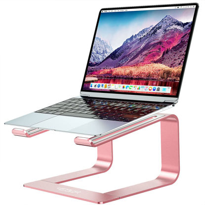 Picture of Urmust Laptop Stand for Desk Aluminum Computer Stand for Laptop Riser Holder Notebook Stand Compatible with MacBook Air Pro, Dell, HP, Lenovo Samsung, Alienware All Laptops 11-15.6"(Rose Gold)