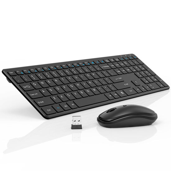 Wireless Keyboard and Mouse, 2.4GHz Quiet Compact USB Keyboard Mouse Combo,  Slim Small Computer Keyboard and Mouse Wireless for PC, Laptop, Desktop,  Notebook (Black) 