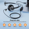 Picture of USB Headset with Microphone Noise Cancelling & In-Line Controls Wired Computer Headphones for PC Laptops One Ear Work Headset for Call Center Office Conference Calls Skype Zoom Teams Online Course