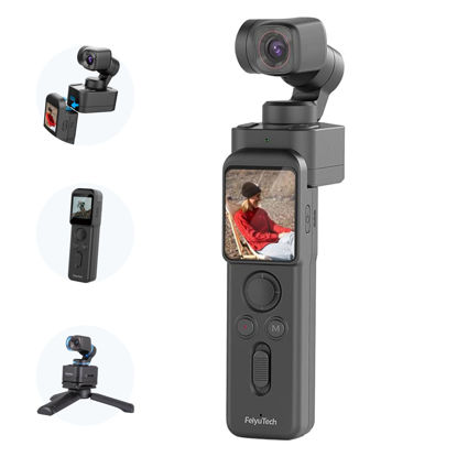 Picture of Feiyu Pocket 3 Combo Remote Handle&Camera - Gimbal with 4K Camera 3 Axis Stabilizer,Cordless Detachable Designed,Magnetic,AI Tracking,for Car/Travel/Pets,Vlog,YouTube Portable Video Pocket Camera