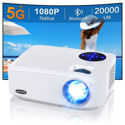 Picture of 5G WiFi Bluetooth Native 1080P Projector, AILESSOM 20000 LM 450" Display Support 4K Movie Projector, High Brightness for Home Theater and Business, Compatible with iOS/Android/TV Stick/PS4/HDMI/USB