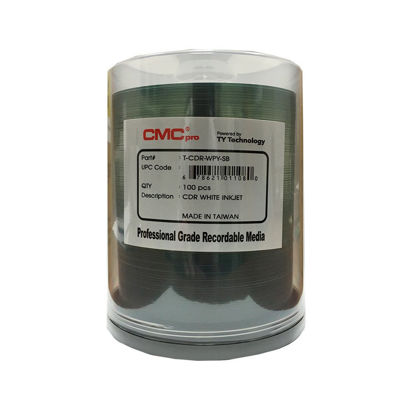 Picture of CMC Pro - Powered by TY Technology 80 Minute/700mb White inkjet CD-R in Cake Box - 100 Count