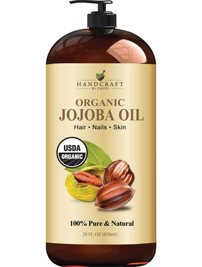 Picture of Handcraft USDA Organic Jojoba Oil 28 fl. oz - 100% Pure & Natural Jojoba Oil for Skin, Face, and Hair - Deeply Moisturizing Anti-Aging Jojoba Oil for Men and Women