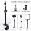 Picture of Dazzne 2-Pack Camera Desk Mount Stand with 1/4" Ball Head and Cold Shoe Mount Adapter,12.9-22" Tabletop Mounts Stand, Adjustable Aluminum Desktop Light Stand, for DSLR Camera, Ring Light, Video Light