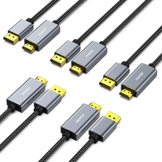 Picture of BENFEI 5 Pack 4K DisplayPort to HDMI 6 Feet Cable[Aluminum Shell, Nylon Braided], DisplayPort to HDMI Uni-Direction Cable Compatible with HP, ThinkPad, AMD, NVIDIA, Desktop and More