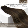 Picture of Sunny Sew in Hair Extensions Balayage Hair Extensions Sew in Dark Brown Faded to Medium Brown Sew in Human Hair Extensions Double Weft Hair Extensions Perfect for Short Hair 12inch 70g