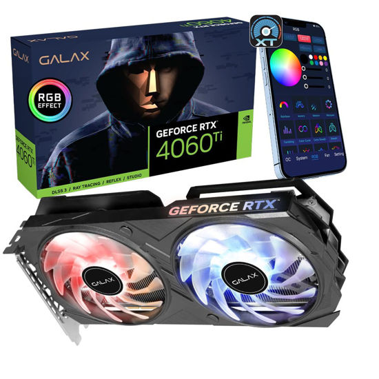 Picture of Galax GeForce RTX™ 4060 Ti EX 1-Click OC, Xtreme Tuner App Control, 8GB, GDDR6, 128-bit, DP*3/HDMI 2.1/DLSS 3/Gaming Graphics Card (with ARGB Fans)