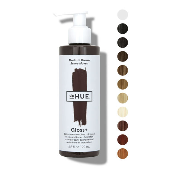 Picture of dpHUE Gloss+ Medium Brown Semi-Permanent Hair Color & Conditioner, 6.5 oz - Color Boost with Healthy Shine - Deep Conditioning Treatment - No Peroxide, Ammonia or Mixing - Gluten-Free, Vegan