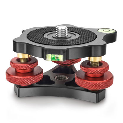 Picture of CAVIX Camera Leveler Tripod Leveling Base Tri-Wheel Head for Macro Photography Aluminum w Bubble Level 3 Axis Level with +/-5 Degree Precision Adjustment for DSLR Camera Rotator Panoramic Head LP-64