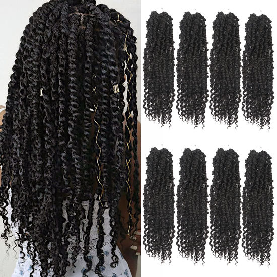 Picture of Passion Twist Crochet Hair 18 Inch Crochet Passion Twist Hair Pretwisted, Pre Looped 8 Packs Passion Twist Crochet Braids Passion Twists Hair Bohemian Crochet Hair for Black Women1B