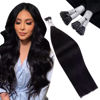 Picture of LAAVOO I Tip Hair Extensions Remy Human Hair 18" #1 Black Hair Extensions Human Hair Itip Hair Extensions for Black Women 1g/1s 50set