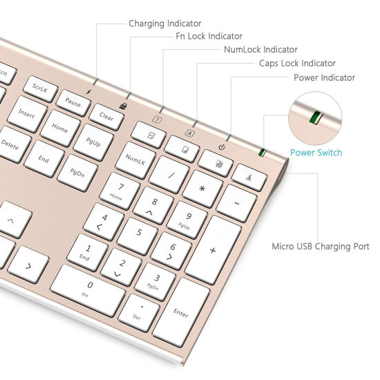 Getuscart Wireless Keyboard And Mouse Combo Ghz Ultra Slim Aluminum Rechargeable Keyboard