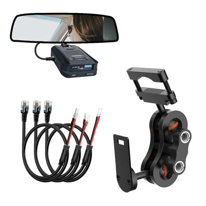 Picture of SDSACZMU Radar Detector Mount,Rearview Mirror Rod Radar Mounting Bracket+Rearview Mirror Hard Wire Power Cord kit16,with Inline Fuse (for Uniden Radar Detector)