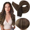 Picture of Full Shine Tape in Hair Extensions Human Hair 14 Inch Color 2/8/2 Dark Brown Fading to Ash Brown Balayage Tape Extensions Pu Tape in Hair 20 pcs Glue in Hair Extensions 50 Gram