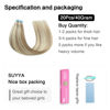 Picture of SUYYA Tape in Hair Extensions Human Hair Ash Blonde Highlighted Bleach Blonde 14 Inch 40g/pack 20pcs Straight Seamless Skin Weft Tape in Real Human Hair Extensions(14inch #P18/613)