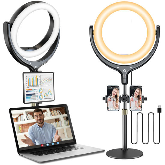 Picture of Ring Light with Stand and Phone/Ipad Holder, 10.5'' Desk Zoom Lighting for Computer, Laptop Light for Video Conferencing, Desktop Ring Light for Zoom Meetings, Live Streaming, Makeup, Video, Vlog