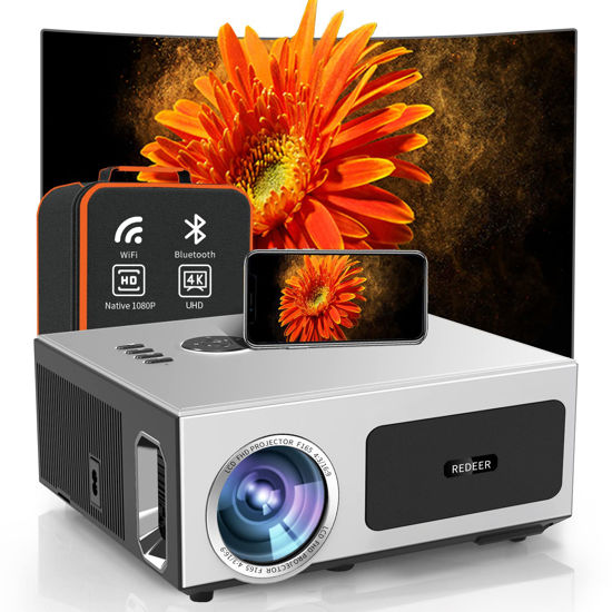 Portable 1080P Projector with WiFi Bluetooth, Smart Home Outdoor