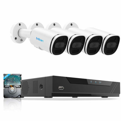 Picture of Brillcam 4K PoE Security Camera System, Complete Surveillance Systems Outdoor, 4Pcs 8MP IP Cameras, 4K 8Ch NVR with 2TB HDD for 24/7 Recording, Motion Detection