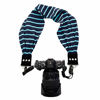 Picture of Capturing Couture Scarf Camera Strap with Hidden Pocket, Stripe Navy/Aqua - Zipper Pocket Holds Phone, Keys, Cash and Spare Memory Card, Pocket Large Enough for Smartphone, Quality USA Made